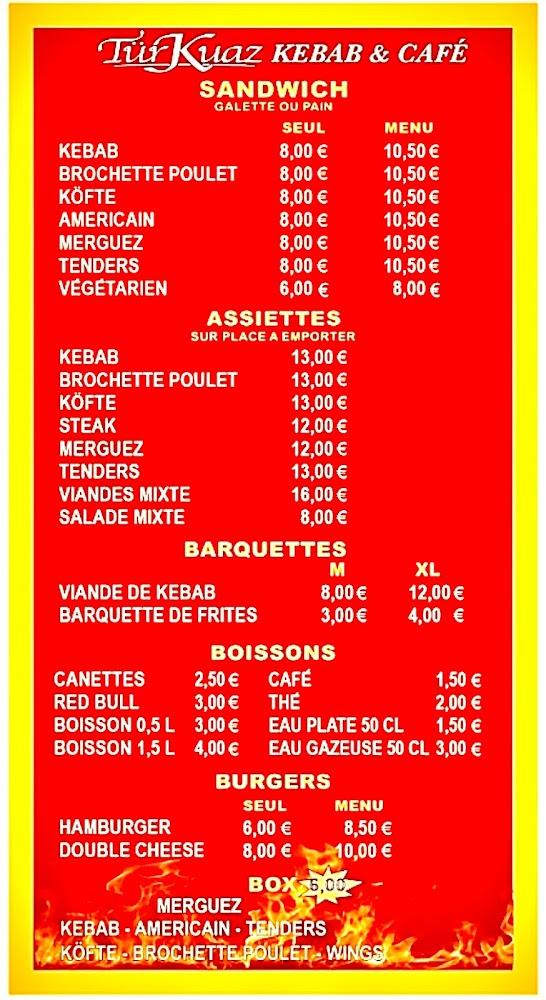 TURKUAZ Le Muy - Menu Image 1